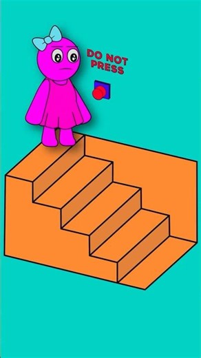 Rainbow Friends Pink BUTTON DO NOT PRESS! Blink? STAIRS ILLUSION OC2DLab #loop #illusion #animation