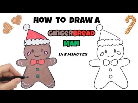 How to Draw a Cute Gingerbread Man | Step by Step