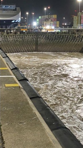Cargo ship in a lock