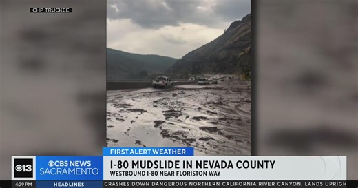 I-80 mudslide slows traffic in California's Sierra Nevada