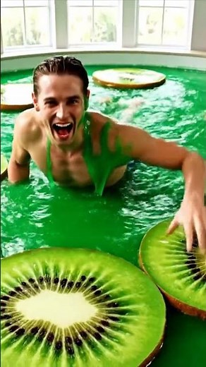 Man Dives Into Giant Kiwi Slime Pool #viralvideo #eldenring #aivideo #shorts #shortvideo #shorts