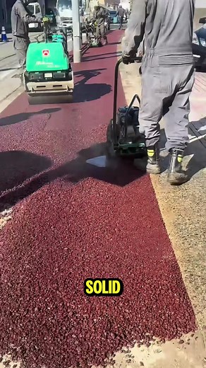 Each pass turns loose rubber into a solid, flexible surface. #EngineeringInAction #SmartConstruction #WorkSmarter #fblifestyle | Factory Monster