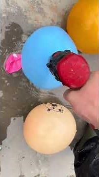Toys played like this, water-filled balloon, throwing ball to hit ground, balloon deflating, making