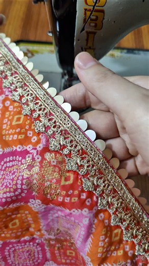 Sew lace with a fabric strip on dresses the perfect way #LaceSewing #DressDesign #FabricStrip