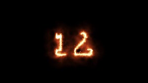 Download Animation fire red color Number 12.on Black Background. for free
