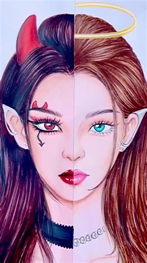 Final Battle! 😇🔥😈 Angel VS Devil Drawing | Last Part | Epic Art Reveal ✨ #finalpart #angelvsdevil #artreveal #satisfyingart #drawing