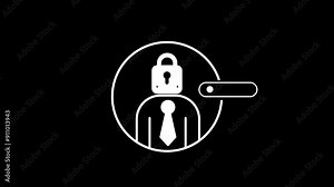 Password icon, Typing wrong and right password icon animation in black and white background.