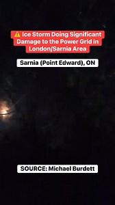 497K views · 2.8K reactions | A power line explodes in Point Edward from the weight of the intense ice accretion that has been left in the wake of today’s ice storm. Credit: Michael Burdett | Ontario Storm Watch | Facebook