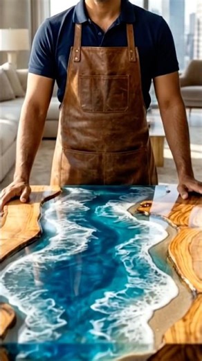 Crafting the Ultimate Ocean Wave Table 🌊#epoxyresin #oceanart #woodworking #luxuryfurniture