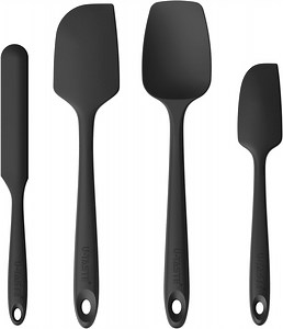 U-Taste 480°F High Heat Resistant Silicone Spatula Set of 4, BPA-Free Food Grade Kitchen Cooking Baking Mixing One Piece Seamless Flexible Rubber Scraper for Nonstick Cookware (Black)
