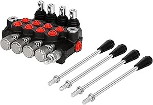 FAHKNS 4 Spool 11 GPM Hydraulic Flow Control Valve 3600 PSI G Ports Adjustable Relief Lever Handle Double Acting Parallel Center Tractor Loader W/Joystick Small Tractors/Tanks Loaders Log Splitters