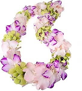 Fresh Cut Orchids Flower Leis Pink, Fresh Orchids, Gorgeous Orchids: Long-lasting leis made of fresh cut purple, lavender, and pink orchids, for graduations, party decoration or gifts (Pastel)