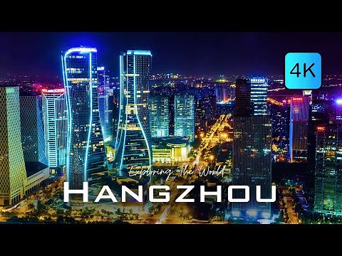 Futuristic Chinese city, aerial view of Hangzhou, Zhejiang, China 🇨🇳 in 4k 60fps