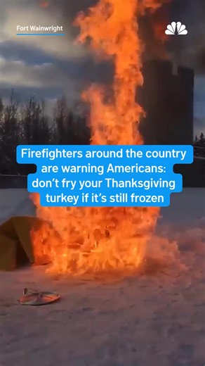 NBC 6 South Florida on Instagram: "Firefighters all across the country warn Americans to not fry your Thanksgiving turkey if it's still frozen.⁠ ⁠ When a frozen turkey is put into boiling oil, the changes in density and volume cause an explosion.⁠ ⁠ #thanksgiving #turkey #friedturkey"