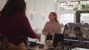 Woman Interacting Barista Counter Stock Footage Video (100% Royalty-free) 1095609739 | Shutterstock