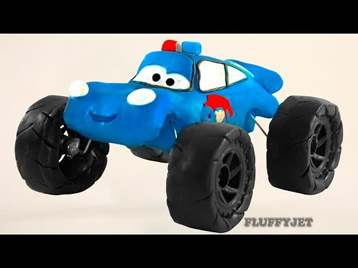 Lightning McQueen Cars Monster Truck Cartoon! ★ Play doh Stop Motion Animation