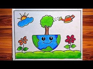 Earth Day Drawing| Earth Day poster drawing| Save Trees AND Save earth| Environment day poster |
