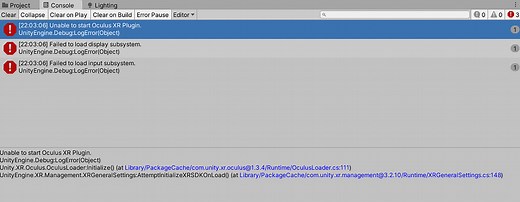 Ubable to start Oculus XR Plugin Error