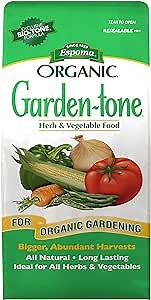 Espoma Organic Garden-Tone 3-4-4 Organic Fertilizer for Cool & Warm Season Vegetables and Herbs. Grow an Abundant Harvest of Nutritious and Flavorful Vegetables – 8 lb. Bag