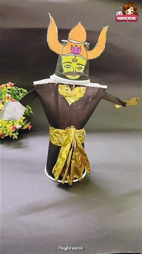 Diy Ravan with Paper Cups 🎉 Easy kids craft activities video🪀😱#shorts #trending #diy #kids #craft