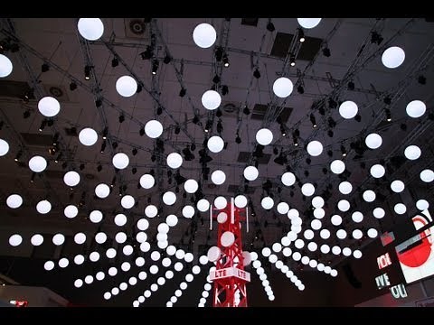 Kinetic Lights Installation with DMX winches and lift LED balls