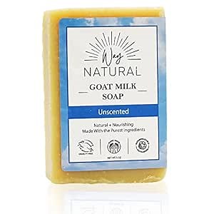 Goat Milk Soap Bar, Unscented - Premium, Handmade w/Real Milk in USA - Hand & Body Goat Soap - Dry, Sensitive Skin, Gentle, No Dyes - (1 Large, 5oz)