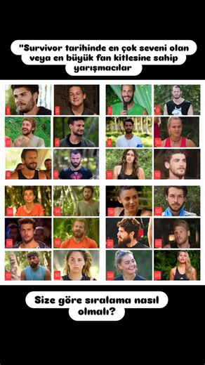 @survivormovie | Genel bakarak sıralamayı yaptım bazılarında yanlışda ola bilir.Ama bence Survivor tarihinin en büyük fan kitlesi net 1-ci Barış Murat... | Instagram