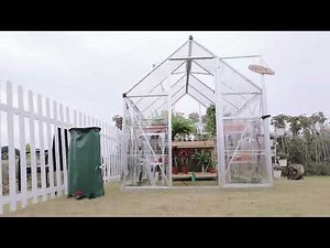 AMERLIFE 6x8 FT Hybrid Polycarbonate Greenhouse with Lockable Hinged Door 2 Vent Window