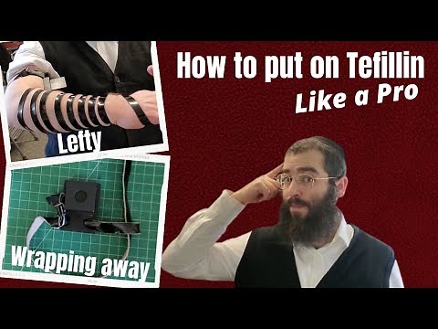Tefillin for lefty wrapping outward (away) Guide. How to put on Tefillin Sefard Knot, Blessings.