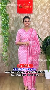 For more DM: 098463 37571 www.jbwedding.in → Link in Bio Cotton mix three-piece set available in two beautiful shades — pink and sandal. Features a V-neck slitted kurthi with lining, paired with a printed dupatta for a complete elegant look. Rate: ₹965/- Size: M to XXL Product Code: JBW284843 Shop now on our official website. We will not contact you from other numbers — beware of fraudulent activities. Disclaimer: There may be slight differences in colour due to lighting or your device display s