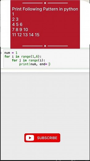 Python Number Pattern 🔥 | Increasing Number Pyramid Using Loops | Python Shorts for Beginners