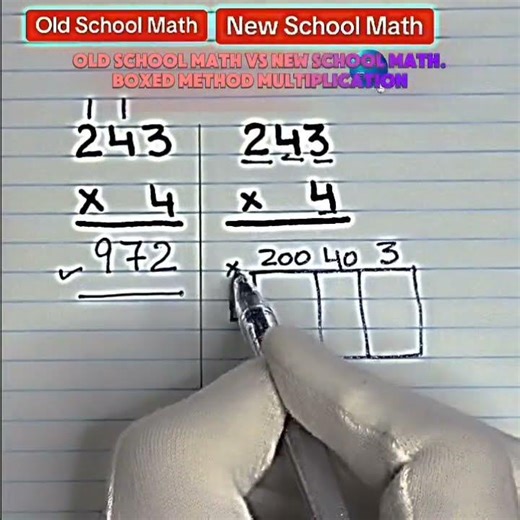 Old school math vs new school math Boxed method multiplication
