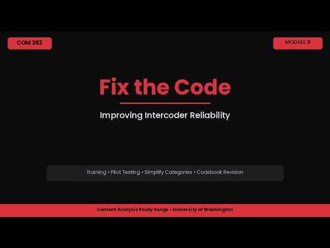 Fix the Code — Improving Intercoder Reliability | COM 382 Study Song