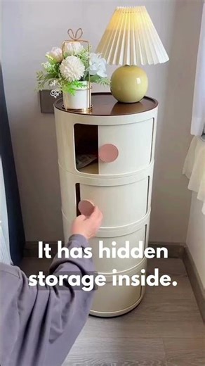 Round storage bedside table with hidden compartment #shorts