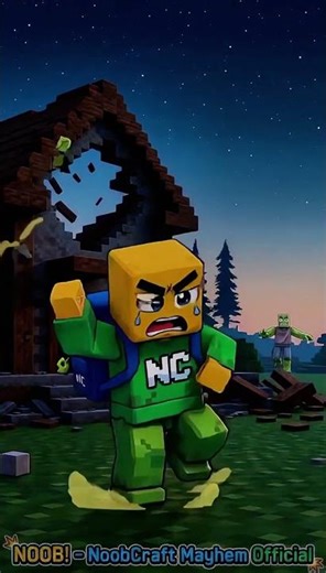 Roblox Noob's FIRST NIGHT in Minecraft Hardcore!!! 🌙😱 #shorts