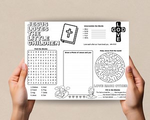 Jesus Loves You Coloring Activity Mat, Printable Christian Coloring Page, Sunday School Craft, Bible Study Class, Kids Coloring Craft - Etsy