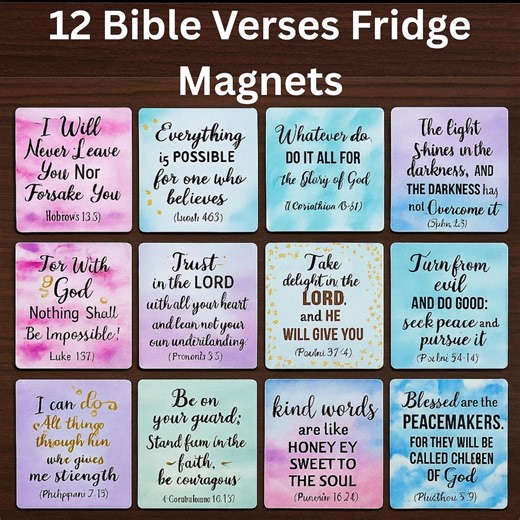 12pcs Christian Bible Verse Magnets Inspirational Refrigerator Motivational Scripture Square Fridge Faith Gifts Jesus God Love Home Kitchen - Etsy