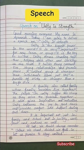 Speech on Unity is Strength #speechinenglish #namrataeducation
