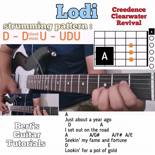 Lodi - Creedence Clearwater Revival guitar chords w/ lyrics & strumming tutorial | Bert's Guitar Tutorials