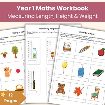Year 1 Maths Workbook | Measuring Length, Height and Weight Worksheets