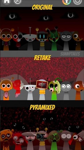 Incredibox sprunki Original vs Retake vs Pyramixed (dark version)