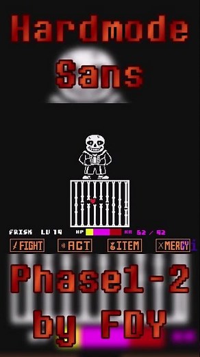 UnderTale Hard Mode Sans Fight Phase1-2 by FDY IN ONE RUN #undertaleau #undertalefangame