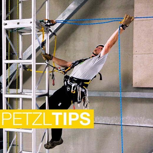#PetzlTips - An easy solution to tension a rope Whether it is for a lifeline or tyrolean installation, here a solution to tension a rope easily. 3:1 pulley system is sufficient in most cases. By using a directional SPIN L1, you can easily tension the rope under your own weight. Don’t forget a stopper knot to avoid accidental release of tension due to mishandling of the descender! #Petzlprofessional | Petzl