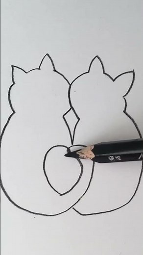 Wie man süße Katzen zeichnet 🖌❤️#leadpencil #malen #zeichnen #artschool #drawing #shorts