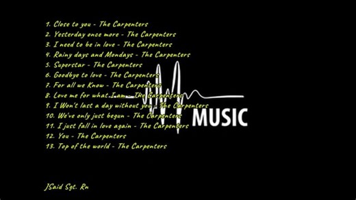 the carpenters playlist