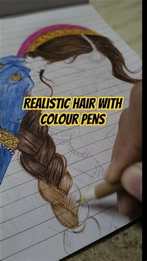 Watch closely… this is how realistic hair is created with colour pens 🎨