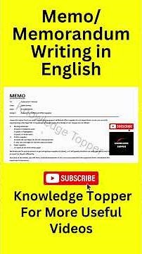 Memo Writing in English | Memorandum Writing in English | How to Write a Memo | Memo Format - Sample
