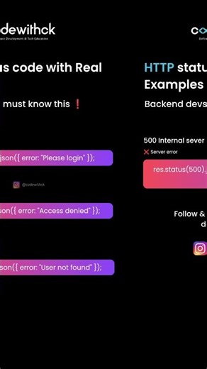http status code with real examples | #httpstatuscodes #nodejs
