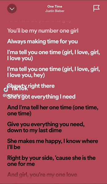 One Time - Justin Bieber Song Lyrics