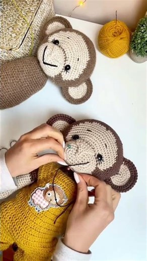 Crochet monkey pattern by me ‪@MariaPolushkaBunny‬ #crochetmonkey #crochettoys